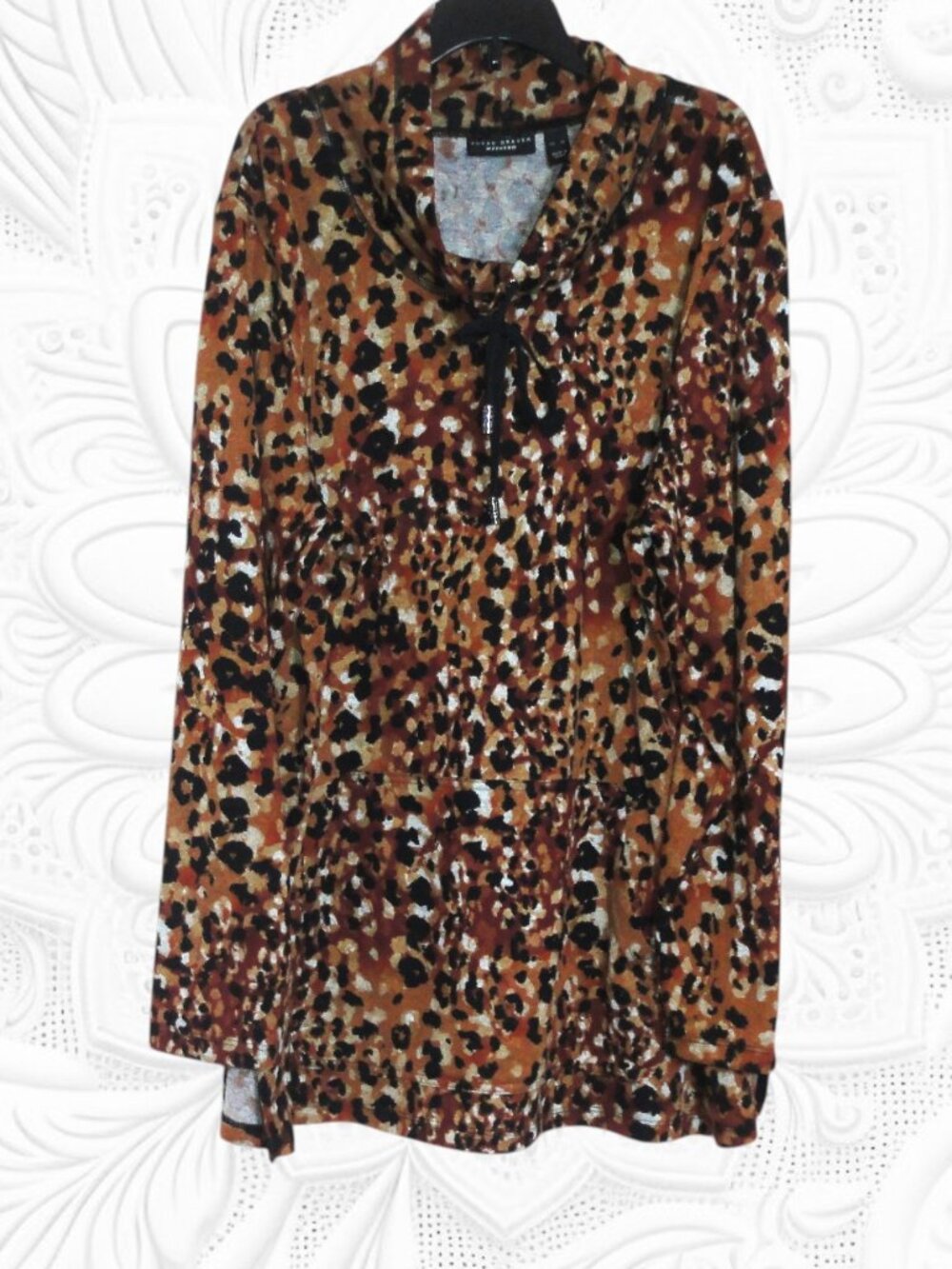 Susan Graver Weekend XL Cowl Neck Animal Print Top